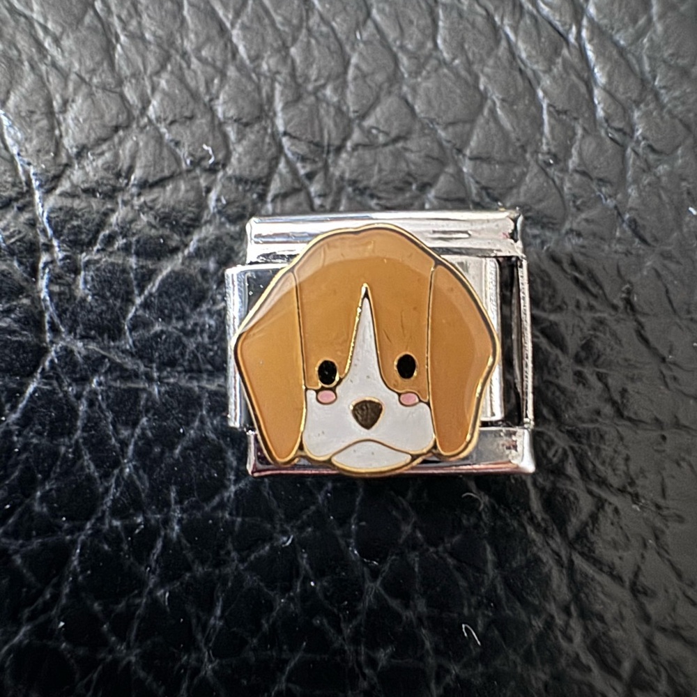 Adorable Beagle Dog Italian Charm Link